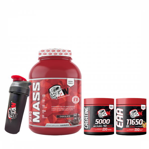 PACK HARD MASS 3KG + EAA 350G + CREATINE MONOHYDRATE 200G + SHAKER