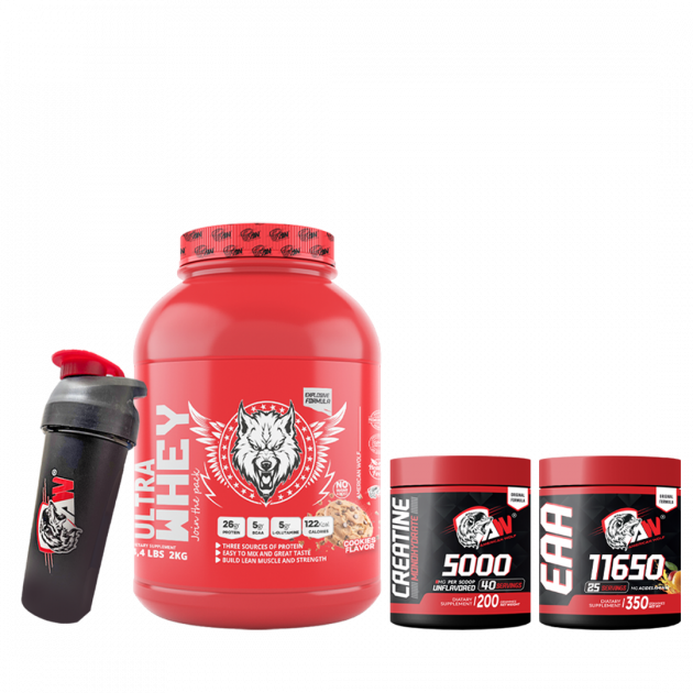 PACK ULTRA WHEY 2KG + CREATINE MONOHYDRATE 200G + EAA + SHAKER