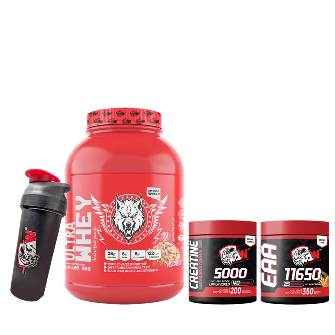 PACK ULTRA WHEY 2KG + CREATINE MONOHYDRATE 200G + EAA + SHAKER